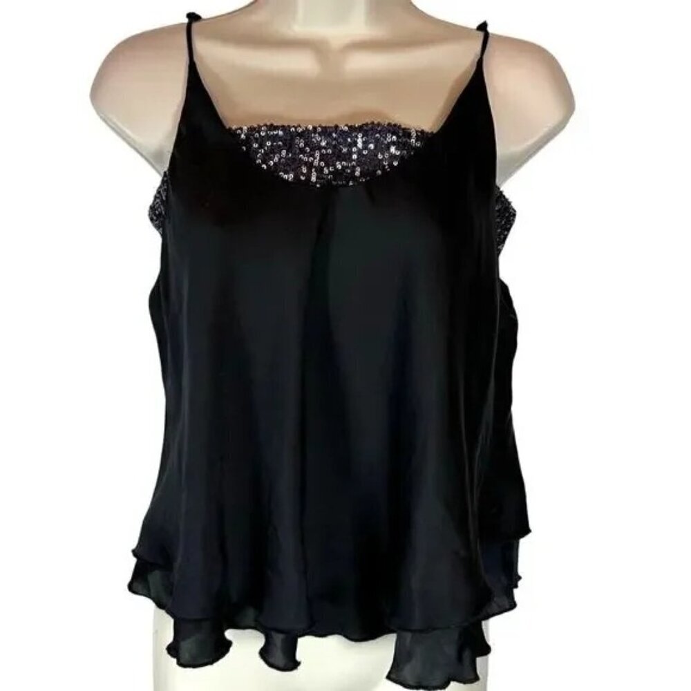 Free People Turn It On Black Sequin Satin Cami - Picture 5 of 9